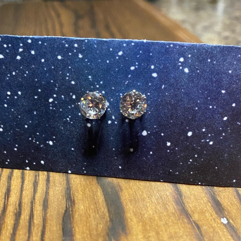 Silver crystal studs
